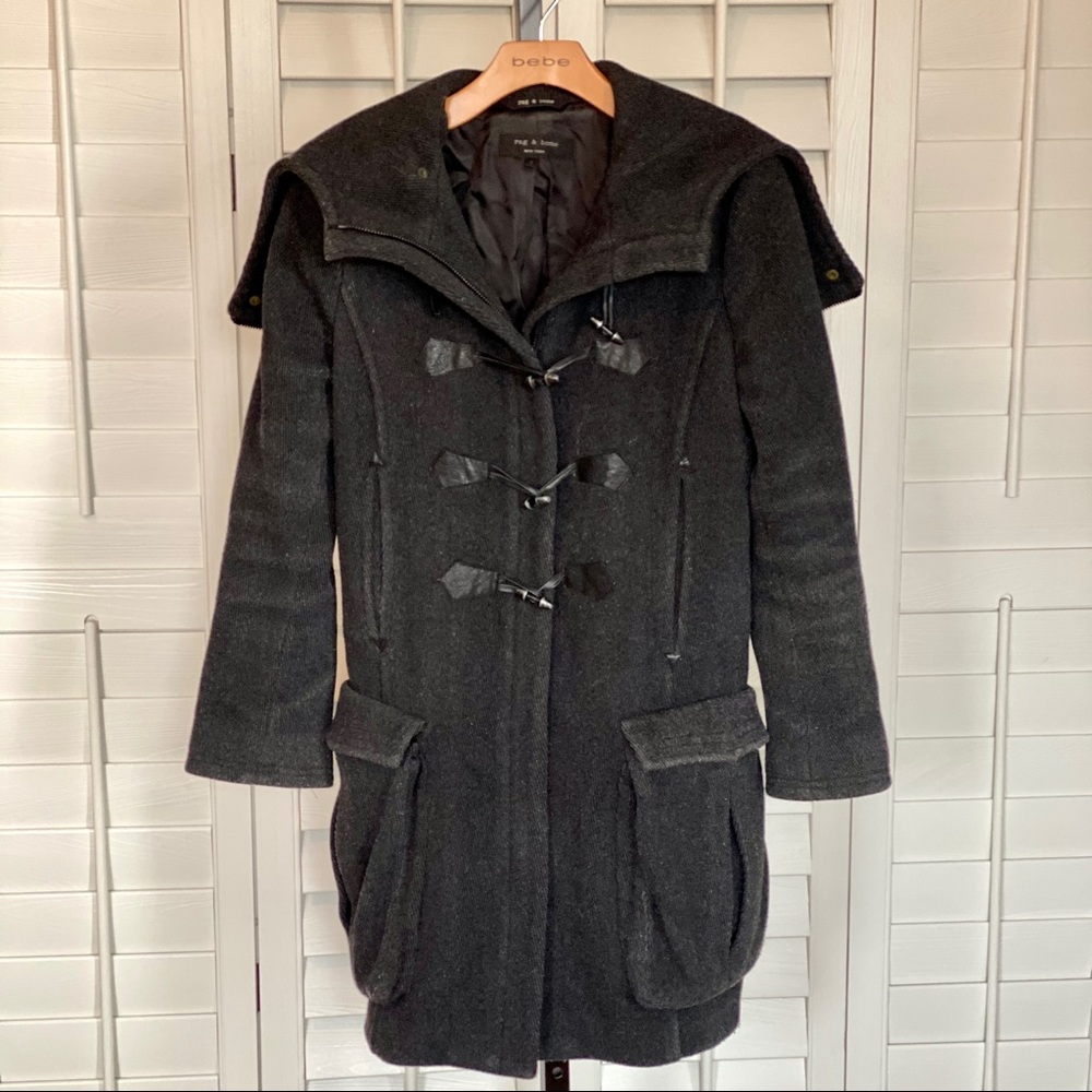 Rag & Bone 90% Wool Pea Coat W/Hood